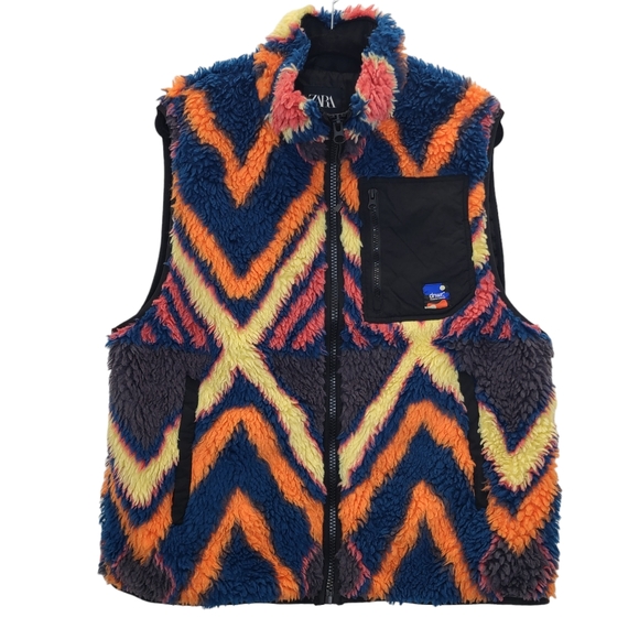Zara Other - Zara DNWR Patterned Fleece Vest 4391/306/330 Large Oversized NWT
